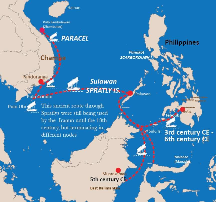 Iranūn Unorthodox Route through Sulawan (Spratlys) to Champa